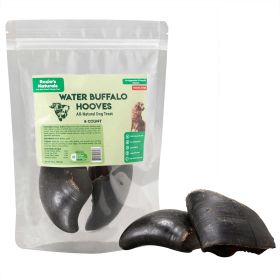 Water Buffalo Hooves -100% Natural;  High Protein;  Long-Lasting;  Grain-Free;  Gluten-Free;  Dog Dental Treat & Chews;  4 COUNT-10 oz