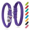 Ultra Soft Rolled Leather Dog Collar - For Medium Dogs or Large Breed Dogs - 18 - 21 inch Neck - Purple