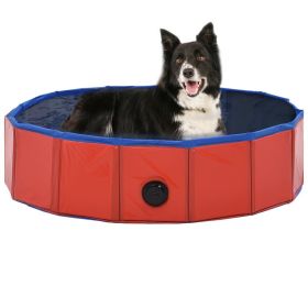 Foldable Dog Swimming Pool - Red - 31.5"x7.9" - PVC