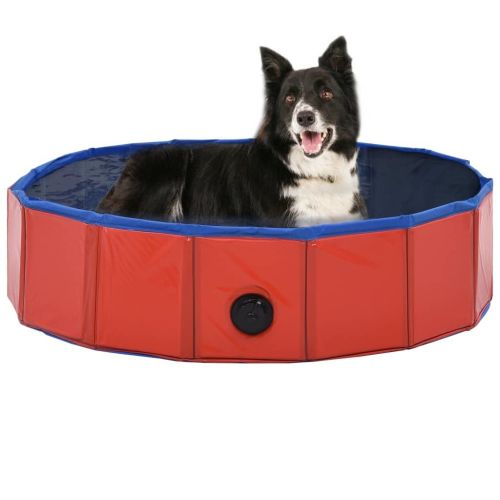 Foldable Dog Swimming Pool - Red - 31.5"x7.9" - PVC