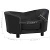 Dog Sofa - Black Plush and Faux Leather - 27.2"x19.3"x15.7"